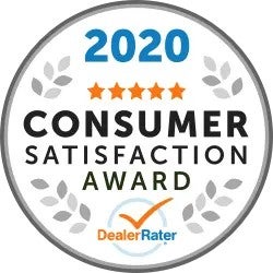 A circular badge labeled “2020 Consumer Satisfaction Award
