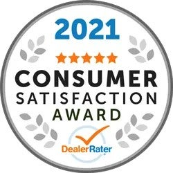 A circular badge labeled “2021 Consumer Satisfaction Award
